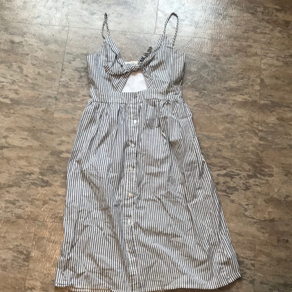 Striped Cutout Bow Dress